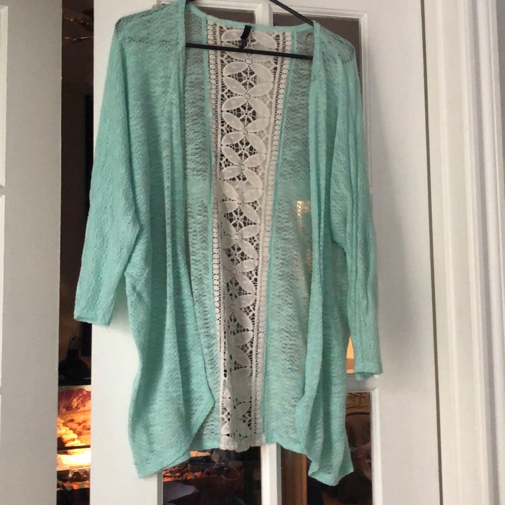 Blue and Cream knitted cardigan
